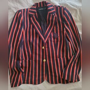 Ralph Lauren Women's striped navy blazer size 14